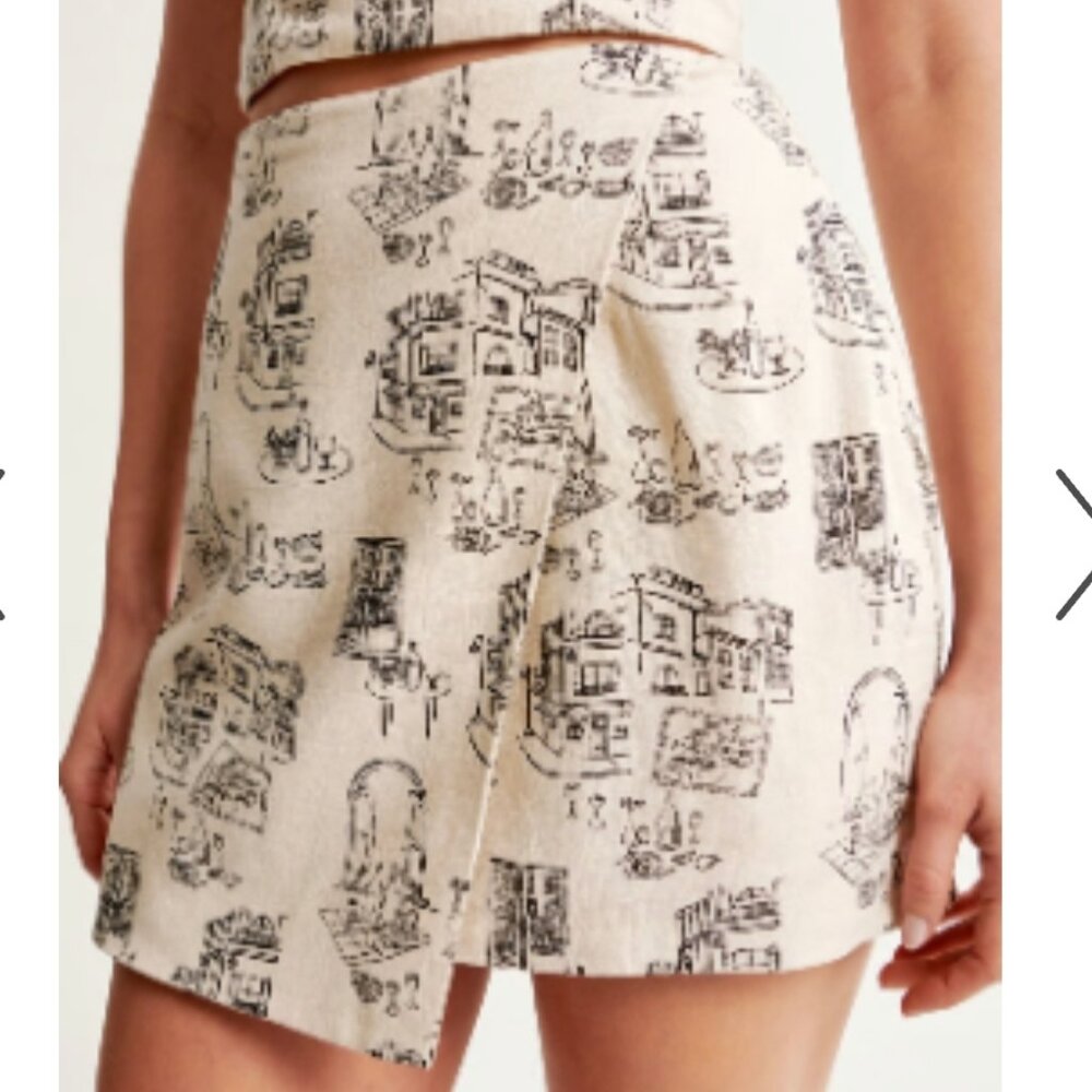 NWT ABERCROMBIE & FITCH Scarlett Linen-Blend Wrap Mini Skort